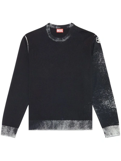 Diesel Reversed-effect Cotton Jumper In Black