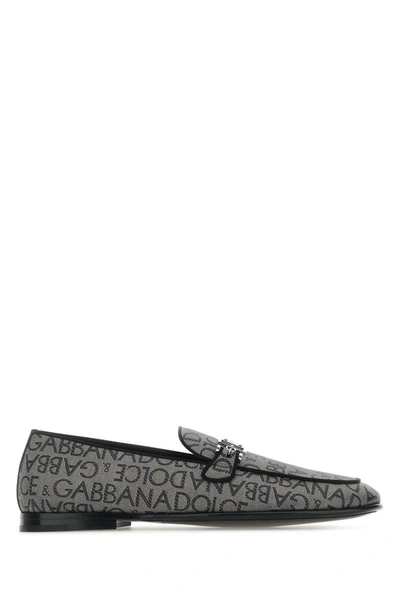Dolce & Gabbana Dark Grey Printed Jacquard Loafers