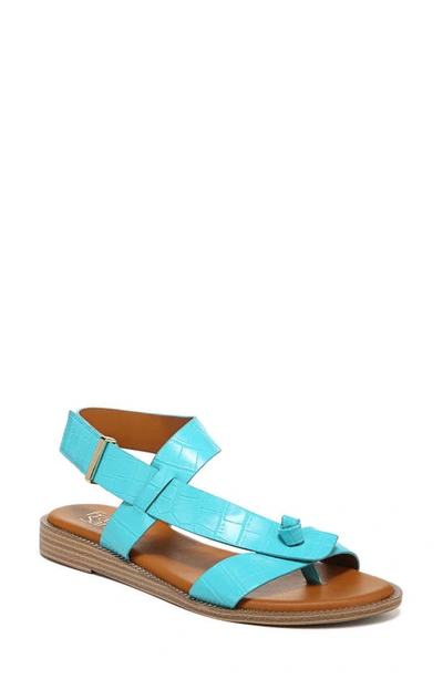 Franco Sarto Glenni Sandals In Aqua Blue Crocco Faux Leather