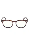 Tom Ford 50mm Square Blue Light Blocking Glasses In Dark Havana