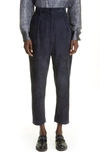 BRUNELLO CUCINELLI PLEATED SUEDE CROP TROUSERS