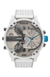 Diesel ® Mr. Daddy 2.0 Chronograph Quartz Nylon Strap Watch, 57mm In White