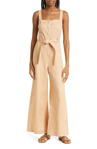 A.l.c Winslow Wide-leg Linen Jumpsuit In Biscotti