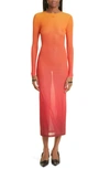 COURRÈGES GRADIENT SUNSET LONG SLEEVE SECOND SKIN DRESS