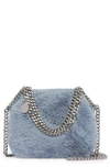 Stella Mccartney Mini Falabella Faux Fur Shoulder Tote In 4850 Jade Blue