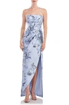 KAY UNGER CHIC FLORAL STRAPLESS COLUMN GOWN
