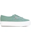 SUPERGA SUPERGA PLATFORM LACE-UP SNEAKERS - GREEN,2790ACOTWLINEAUPANDDOWNS0001L012106787