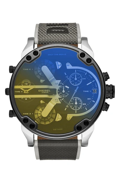 DIESEL DIESEL® MR. DADDY 2.0 CHRONOGRAPH QUARTZ NYLON STRAP WATCH, 57MM