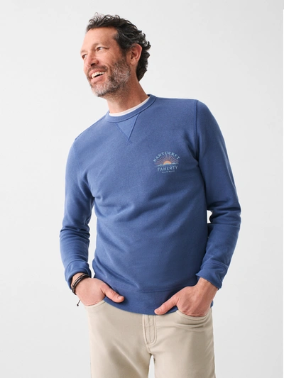 Faherty Nantucket Long-sleeve Terry Crewneck In Faded Navy