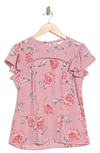 Dr2 By Daniel Rainn Paisley Print Fluttter Sleeve Blouse In G280 Blush