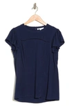 Dr2 By Daniel Rainn Paisley Print Fluttter Sleeve Blouse In Indigo