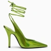 Attico Venus Holographic-effect Pointed Toe Pumps In Green