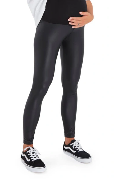 ACCOUCHÉE FOLDOVER WAISTBAND FAUX LEATHER MATERNITY LEGGINGS