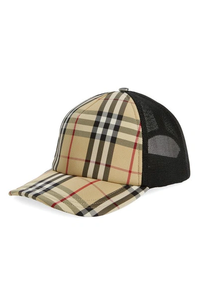 Burberry Men's Vintage Check Trucker Hat In Beige