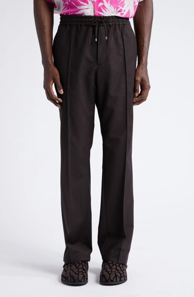 Valentino Wool & Mohair Track Pants In Brown