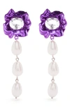 STERLING KING LOLA FLORAL FRESHWATER PEARL DROP EARRINGS