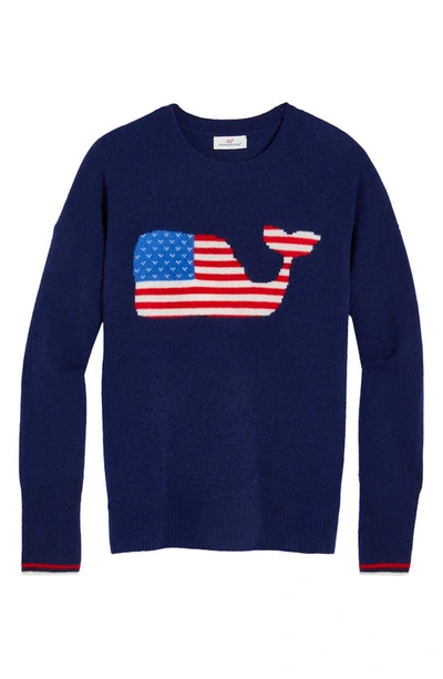 Vineyard Vines Seaspun Whale Flag Cashmere Sweater In Deep Bay