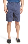 S.w.c Lone Cypress Pebble Beach Plaid Moisture Wicking Golf Shorts In Peacoat