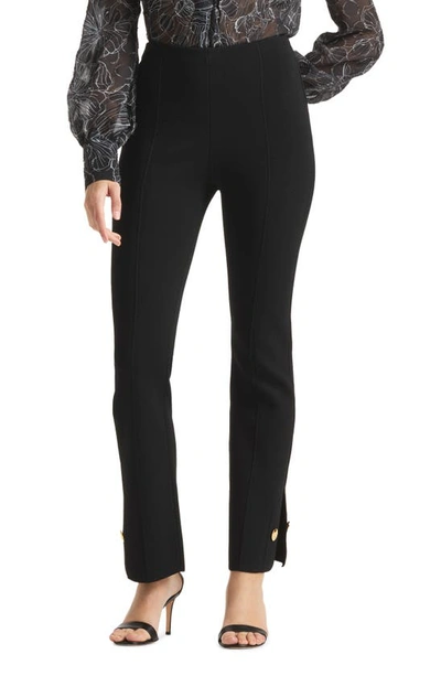 St John Half Milano Knit Side Slit Pant In Black