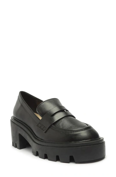 Other Stories Leather Casual Lug-sole Loafers In Black