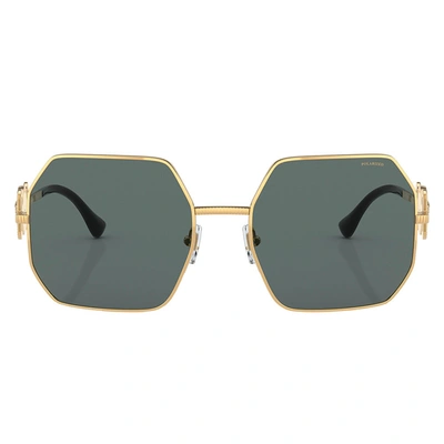 Versace Medusa-plaque Geometric-frame Sunglasses In Gold
