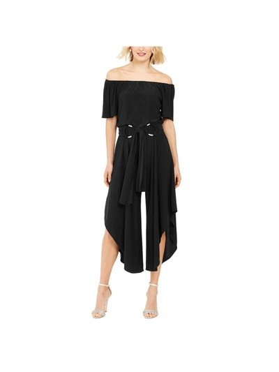 Msk Womens Belted Stretch Jumpsuit In Black