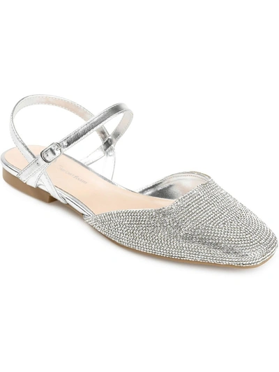 Journee Collection Womens Metallic Rhinestone Slingbacks In Silver