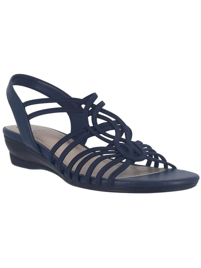 Impo Rammy Womens Faux Leather Caged Wedge Sandals In Midnight Blue
