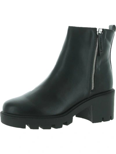 Dolce Vita Nicola Womens Faux Leather Lug Sole Motorcycle Boots In Black