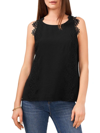 Vince Camuto Womens Lace Trim Textured Blouse In Black