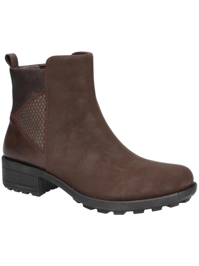 Easy Street Womens Faux Leather Animal Print Ankle Boots In Brown