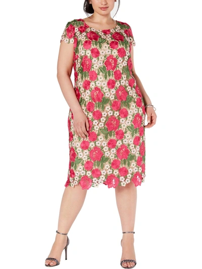 Xscape Plus Womens Floral Daytime Sheath Dress In Pink