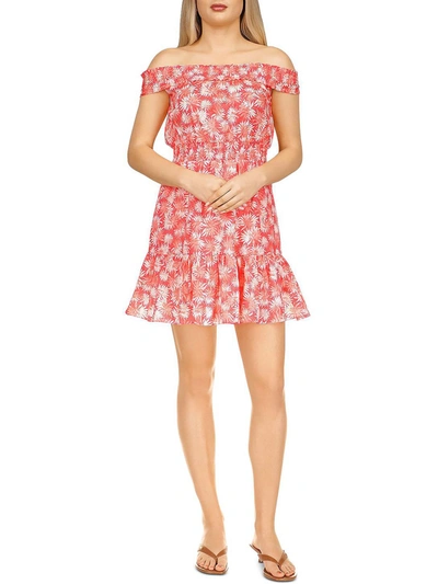 Michael Michael Kors Womens Printed Short Mini Dress In Pink