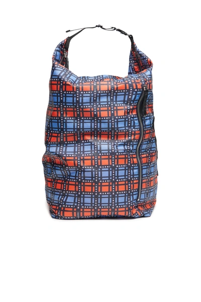 Marni Kids' Allover Check Pattern Backpack In Blue