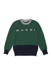 MARNI COLORBLOCK WOOL-BLEND CREW-NECK SWEATER WITH LOGO