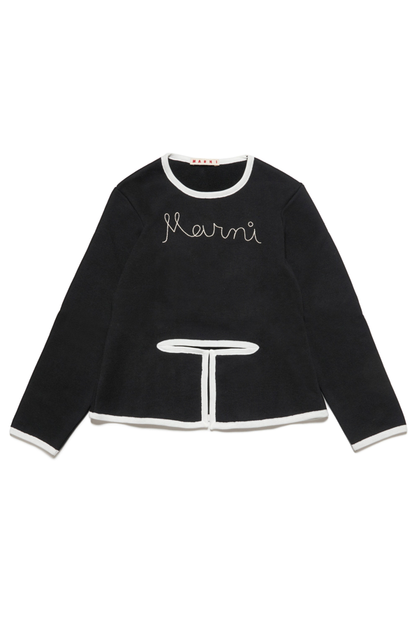 Marni logo-embroidered cotton cardigan - Black