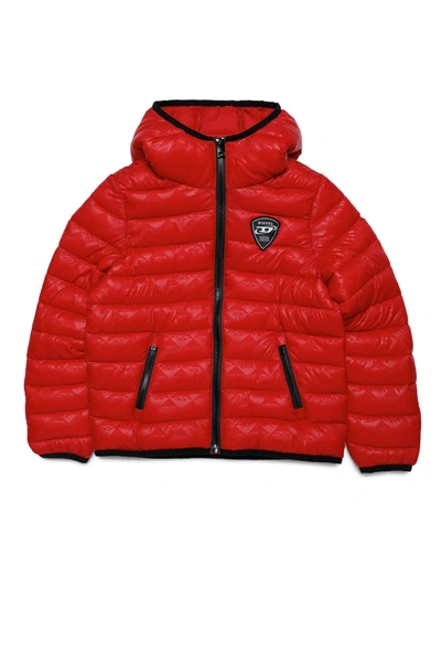 Diesel Kids' Jkopu Quilted Hooded Jacket In Red