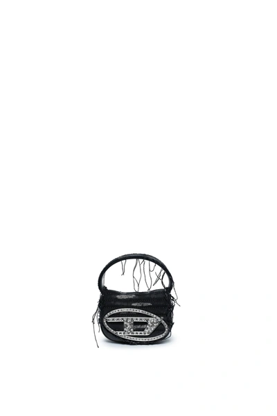 Diesel Kids' Imitation Leather And Treated Canvas Mini Bag In Anthracite Grey