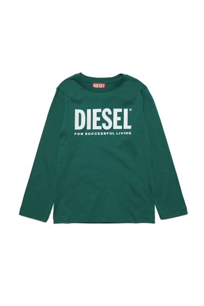 Diesel Kids' Logo-print Cotton Sweatshirt In Green