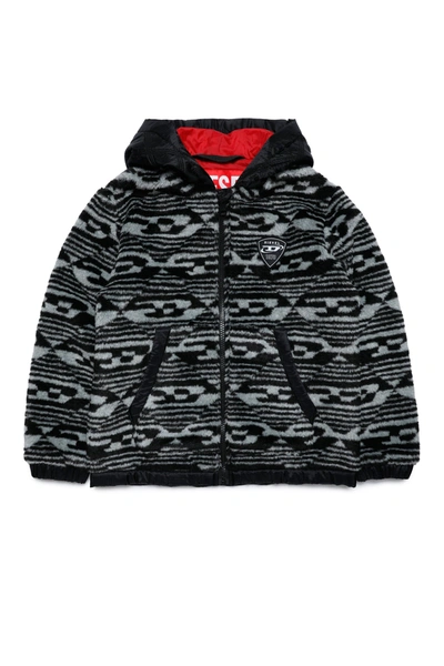 Diesel Kids' Jcandy Hooded Fleece Jacket In Black