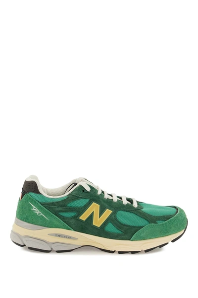 New Balance Made In Usa 990v3 Mesh And Suede Sneakers In Green