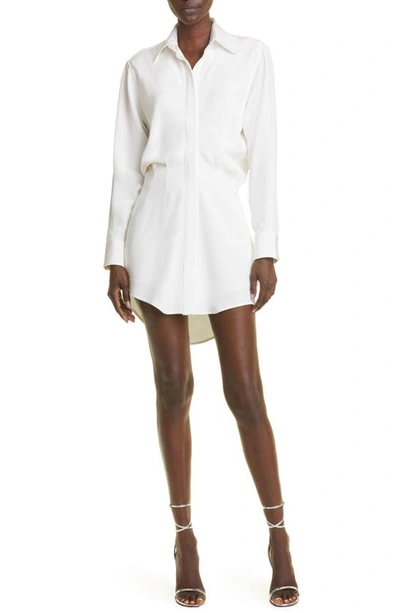 Brandon Maxwell The Vera Silk-crepe Mini Shirt Dress In White