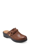 Easy Spirit Penelope Womens Leather Mules Clogs In Medium Brown