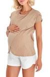 ACCOUCHÉE CROSSOVER SHORT SLEEVE COTTON MATERNITY/NURSING TOP