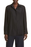 The Row Sisella Wool-blend Button-front Shirt In Black