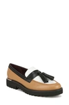 Franco Sarto Camrynn Womens Faux Leather Lug Sole Loafers In Camel Brown,black Faux Leather