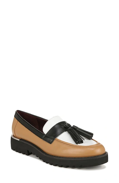 Franco Sarto Camrynn Womens Faux Leather Lug Sole Loafers In Camel Brown,black Faux Leather