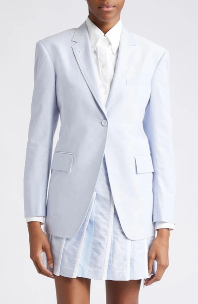 Thom Browne Single-breasted Cotton Blazer In Blue