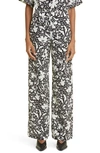 STELLA MCCARTNEY FLOWER PRINT SILK WIDE LEG PANTS