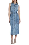 Wash Lab Denim Alice Sleeveless Denim Shirtdress In Mountain Blue